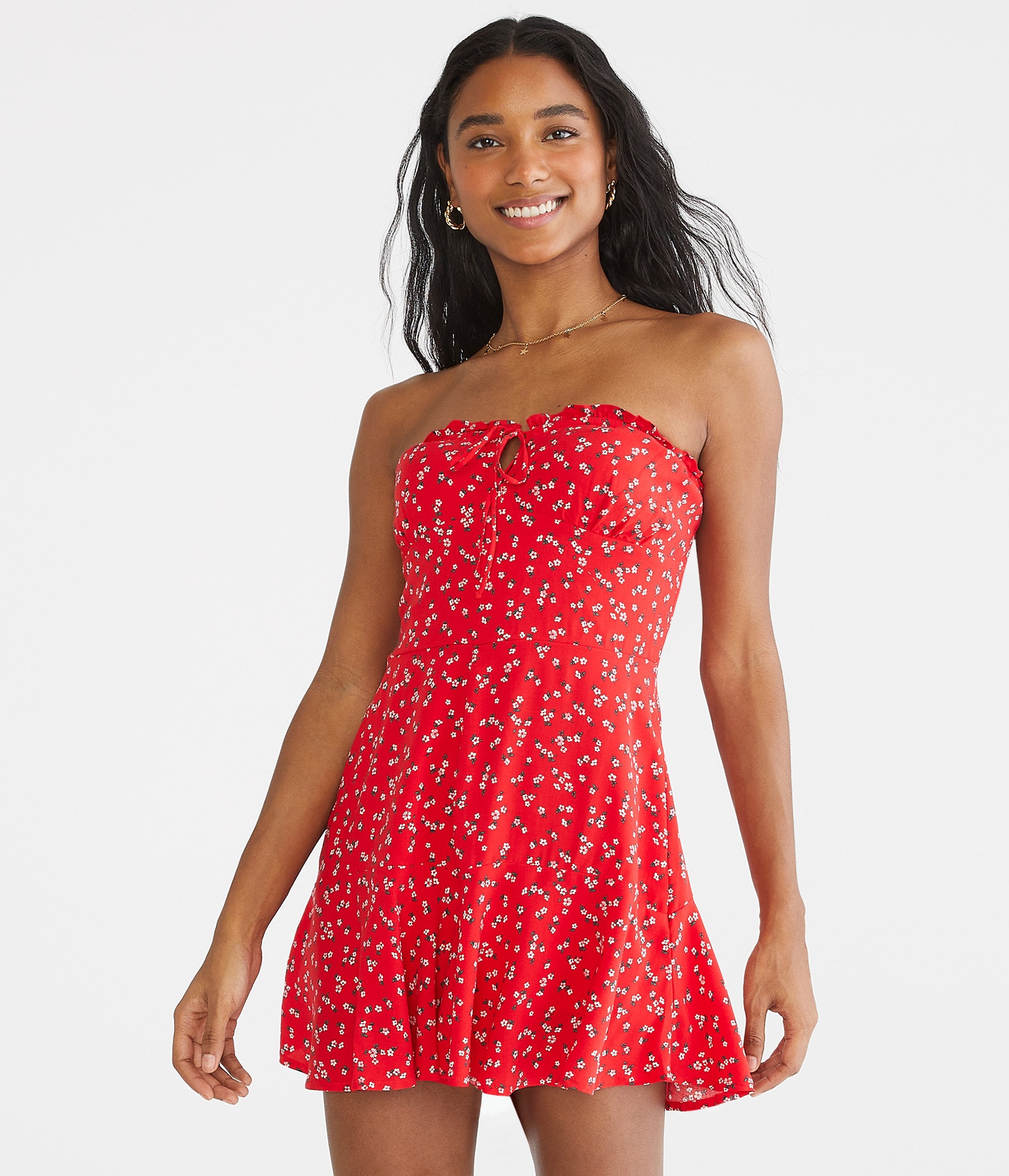 ロンパース・カバーオール house on the hill Rompers flower 60 Floral Keyhole Strapless Romper