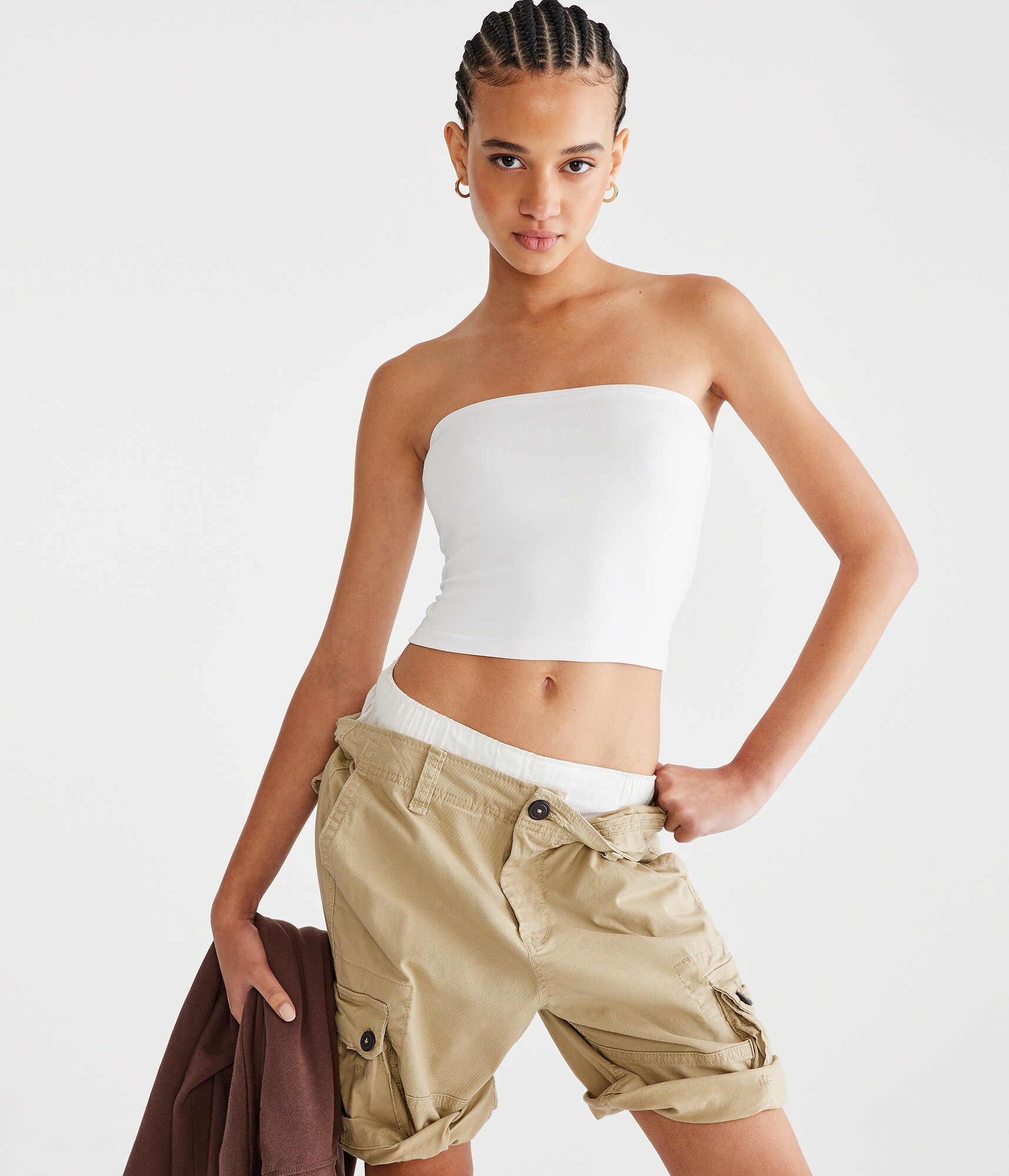 トップス tope tubetop Women's Knit tube top with cut-out logo | Black | Diesel