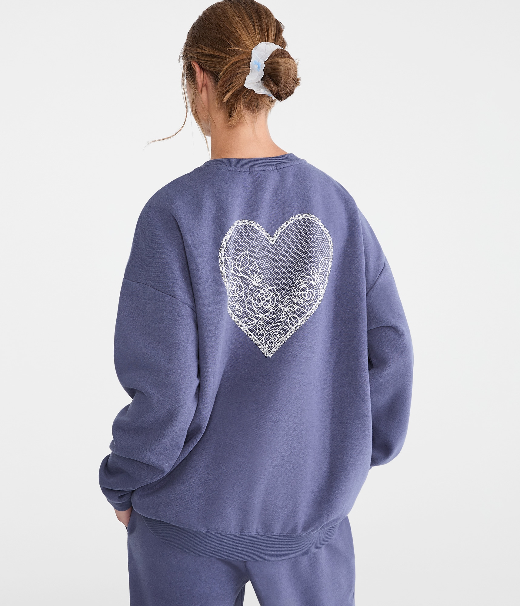 Cloud Soft Lace Heart Crew Sweatshirt