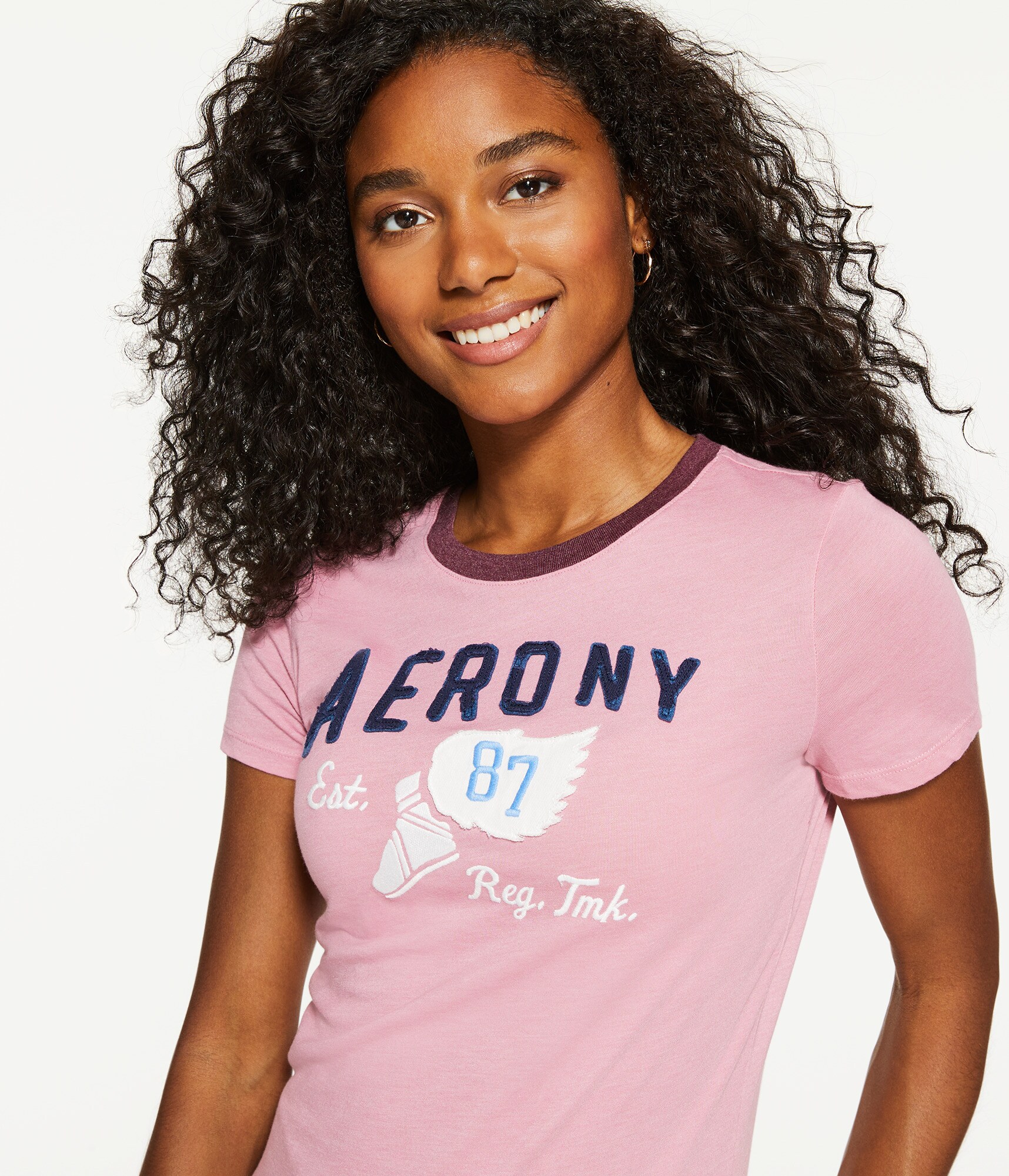 Aero NY Appliqué Ringer Graphic Tee