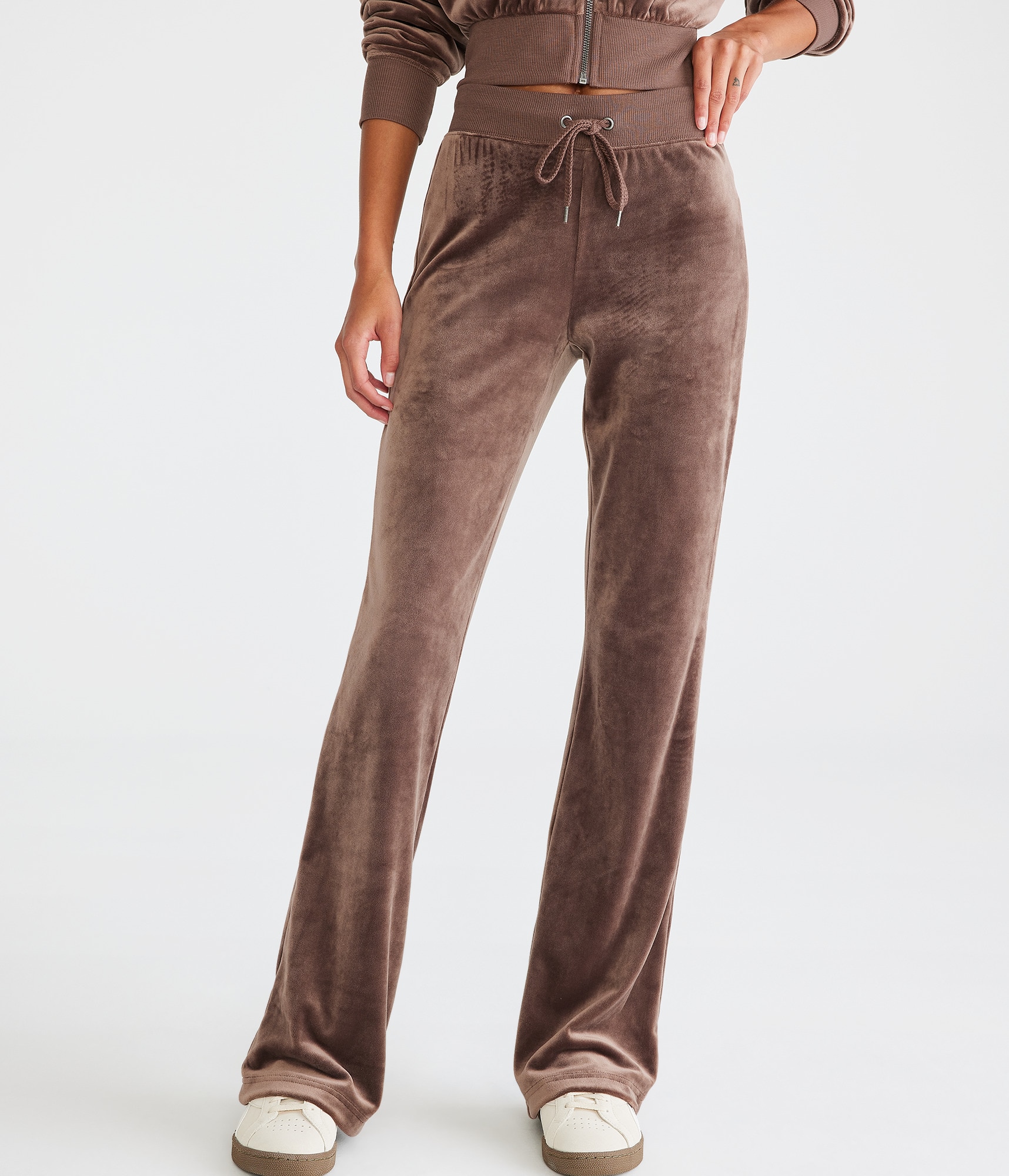 High-Waisted Velour Flare Pants