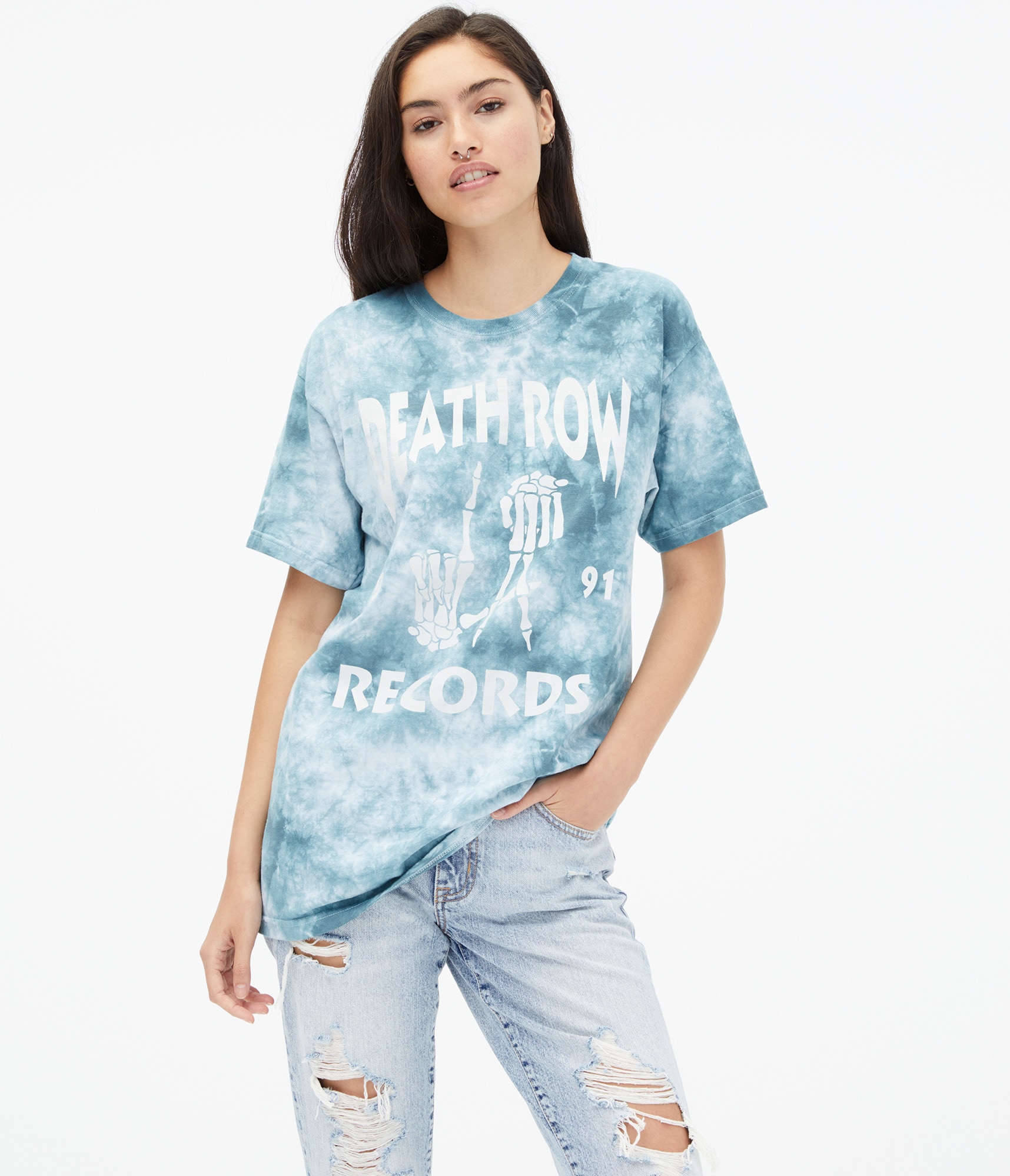 Death Row Records Tie-Dye Boyfriend Graphic Tee