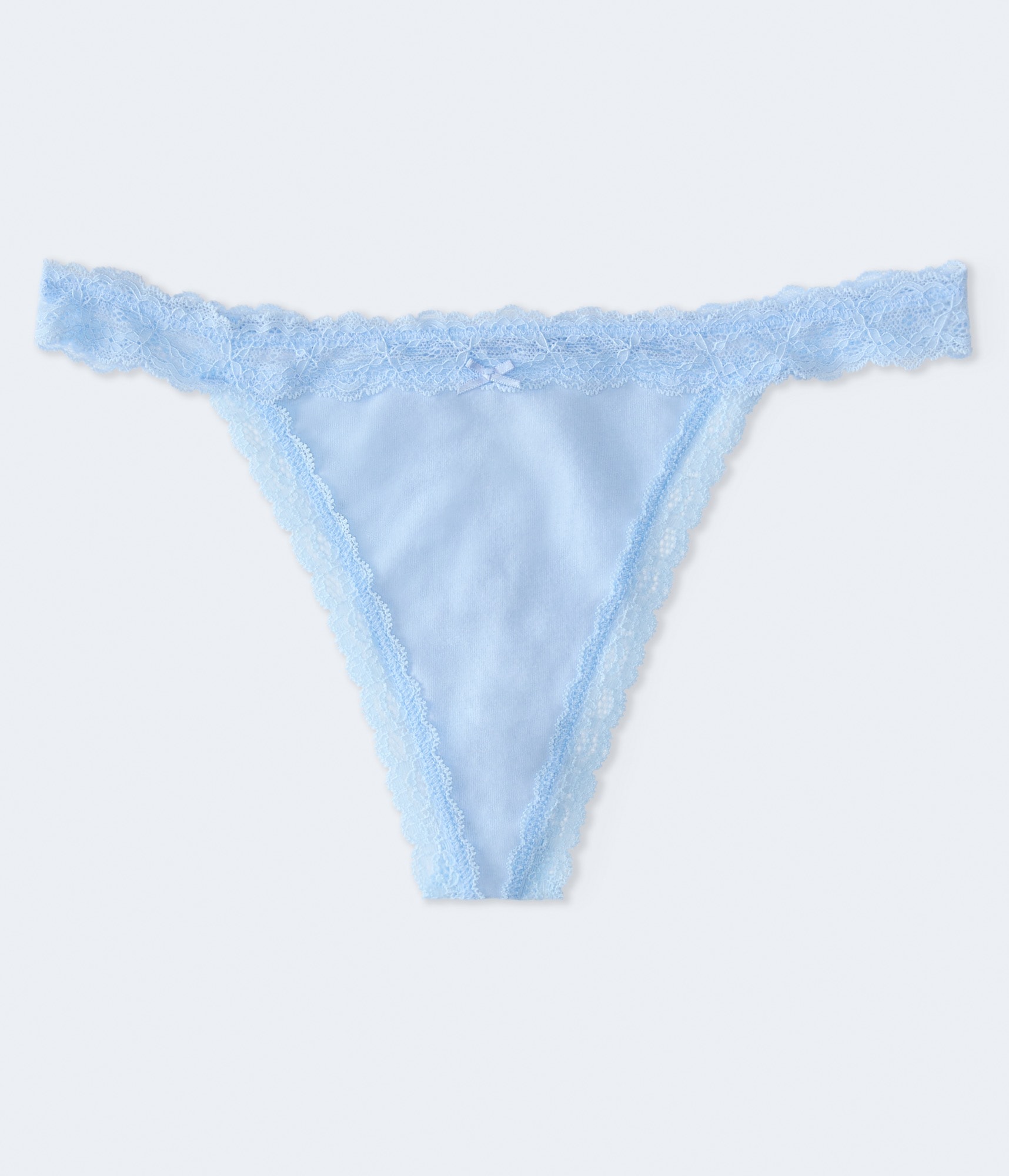 Solid Lace-Trim Thong