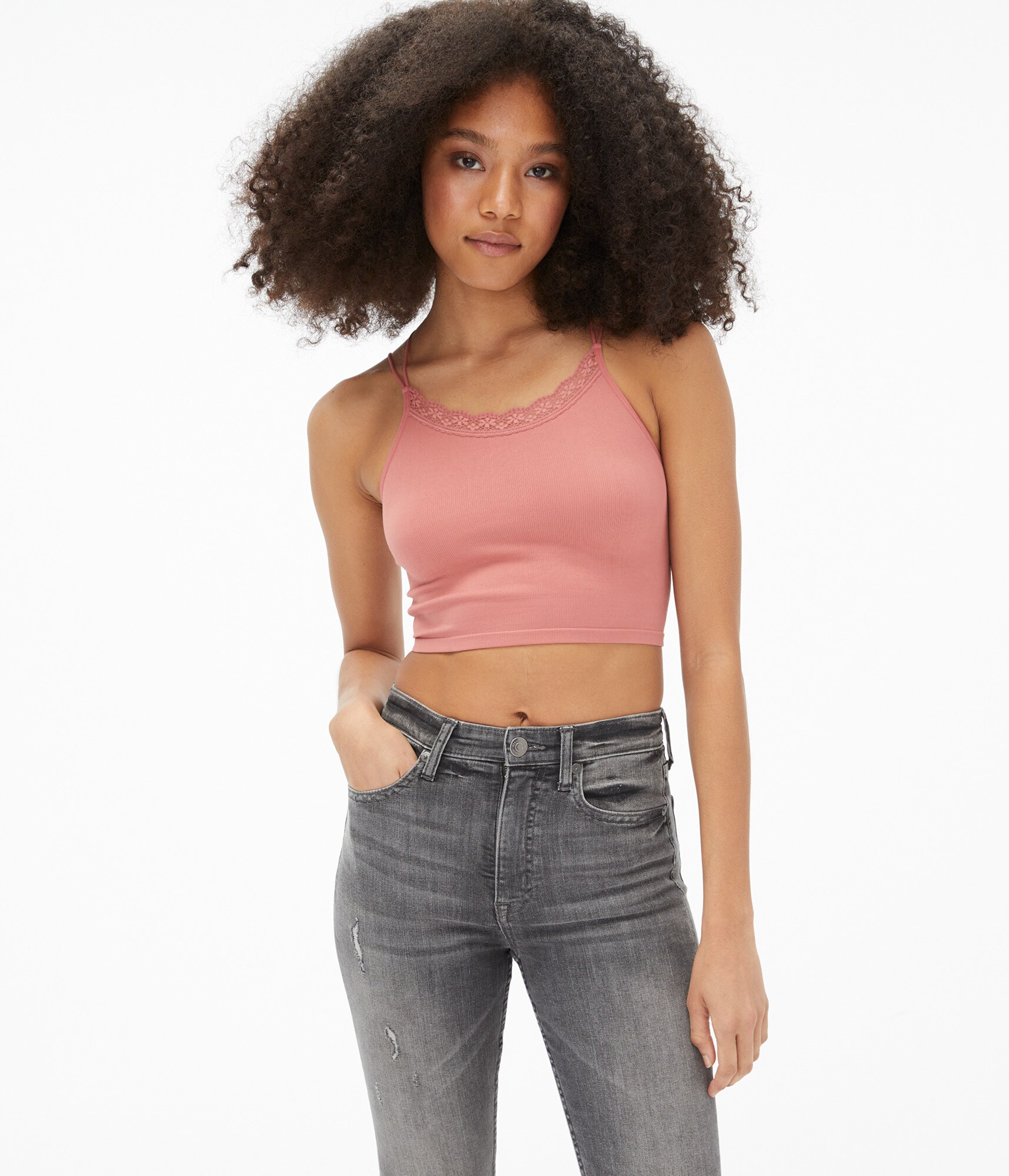 Seriously Soft Seamless Lacy Cropped Bungee Cami