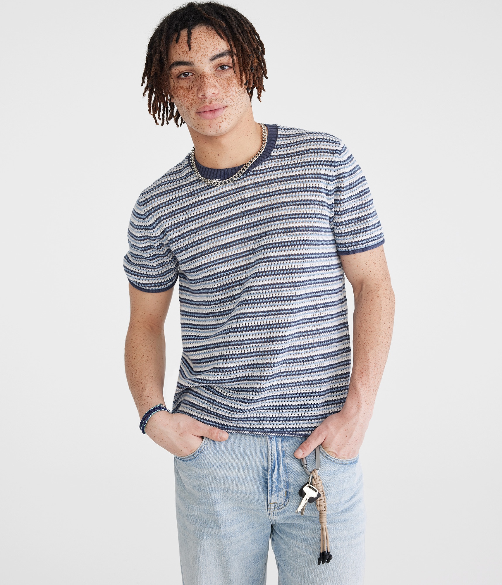 Striped Sweater Crew Tee