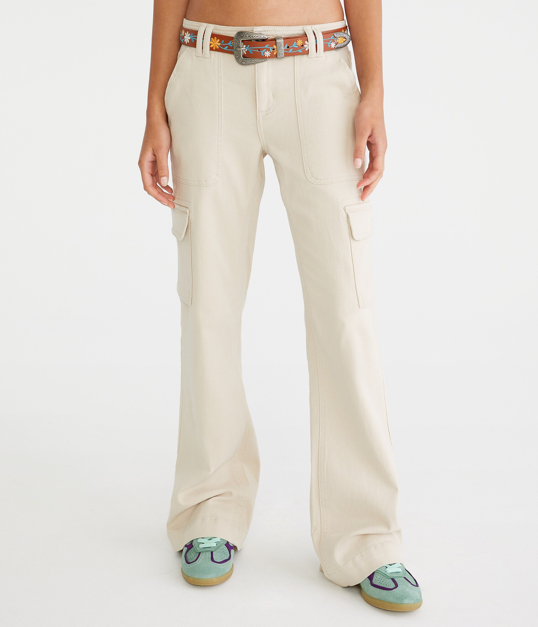 Flare Mid-Rise Twill Cargo Pants