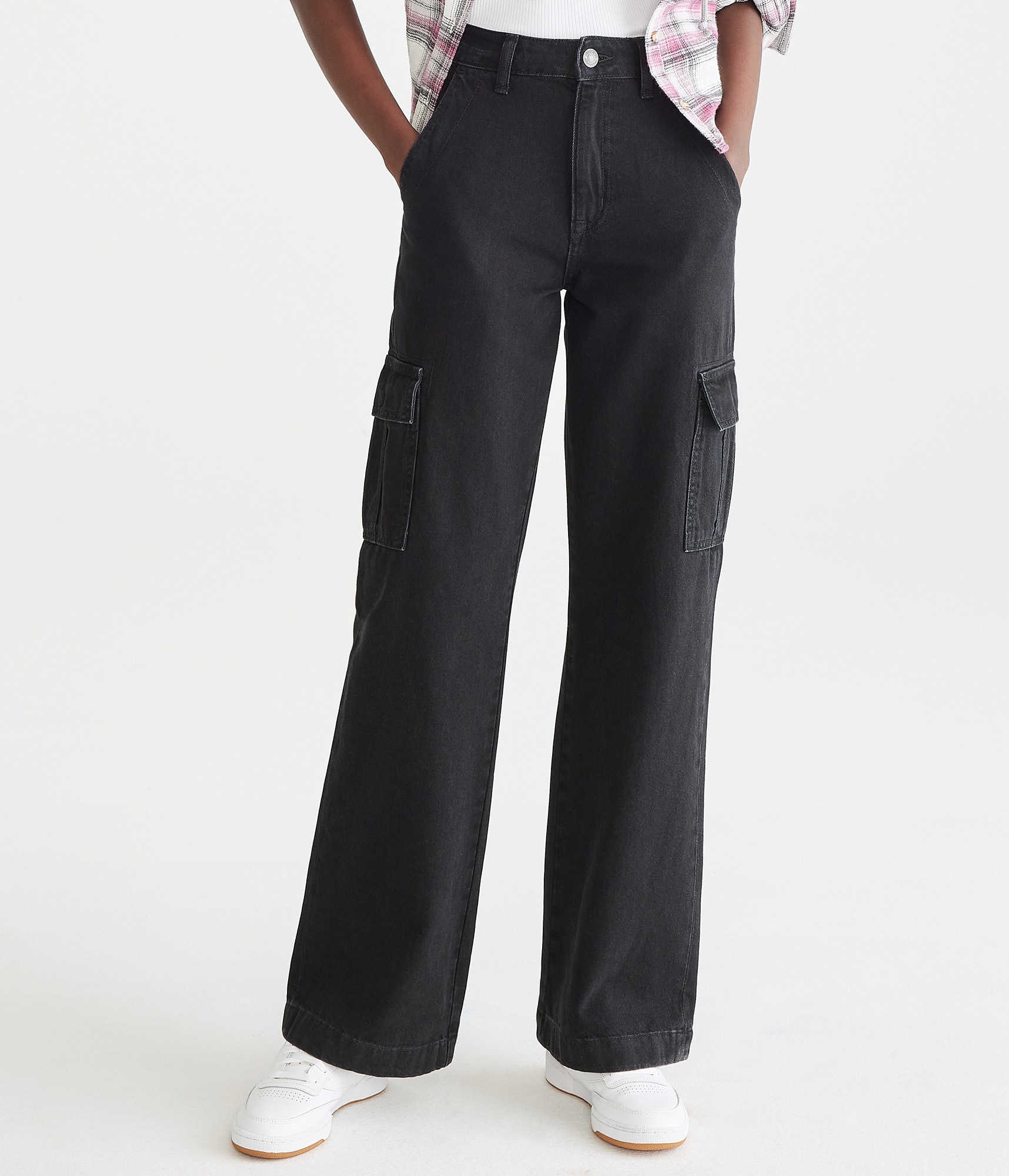 人気Allure JK BLACK & Wide23 Cargo PT NNN 90s High-Waisted Wide Leg Cargo Jean