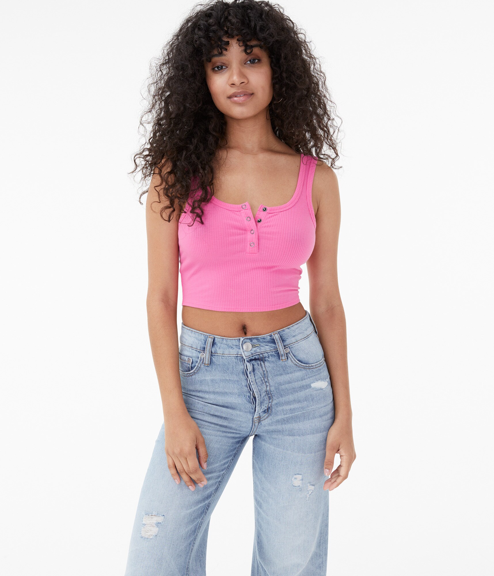 Cropped Henley Tank
