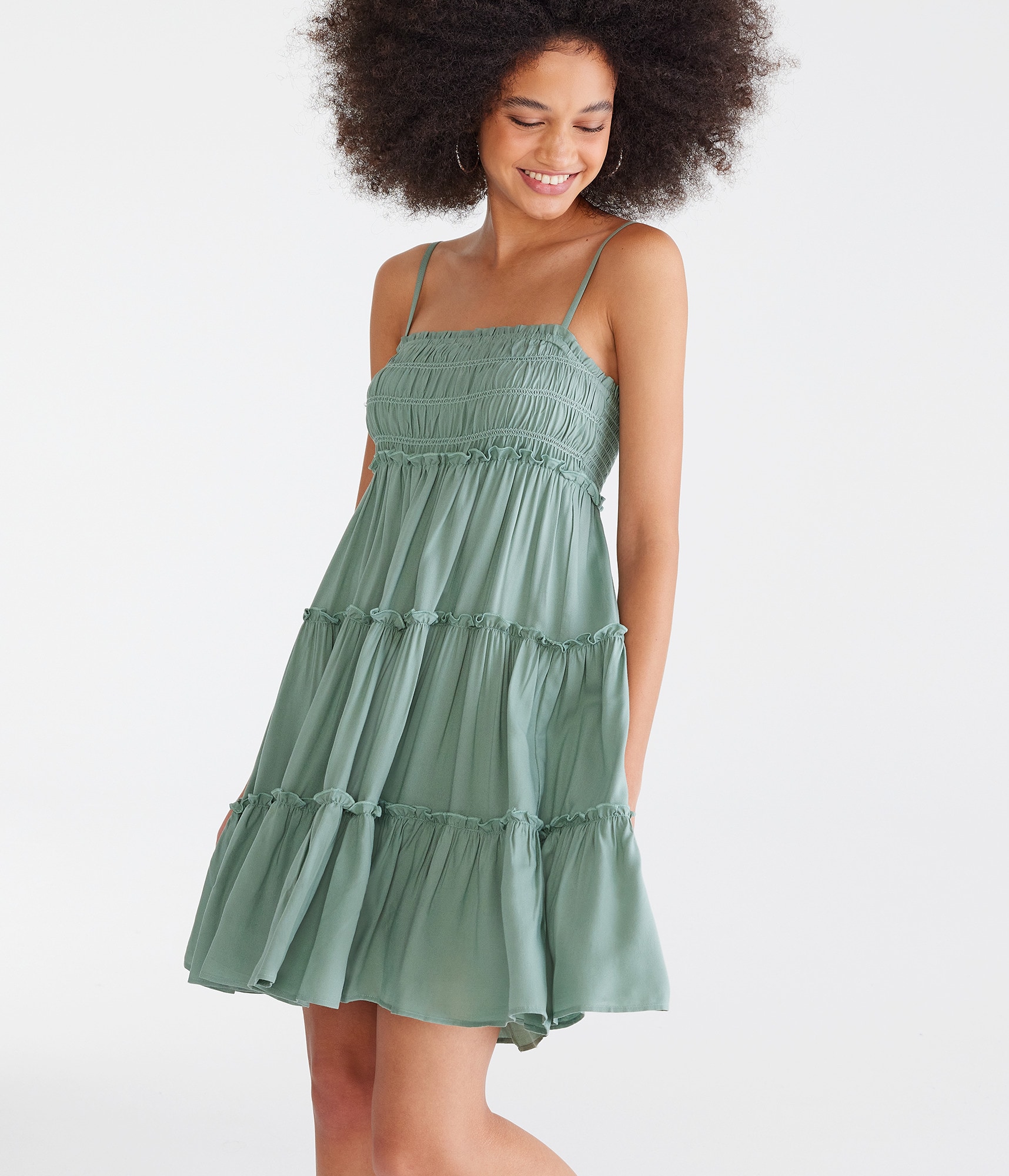 【Rest & Recreation】 SQUARE NECK MINI DRESS /追跡付 ZAJ Women's Square Neck Back Tie Puffy Sleeve Ruffle Mini