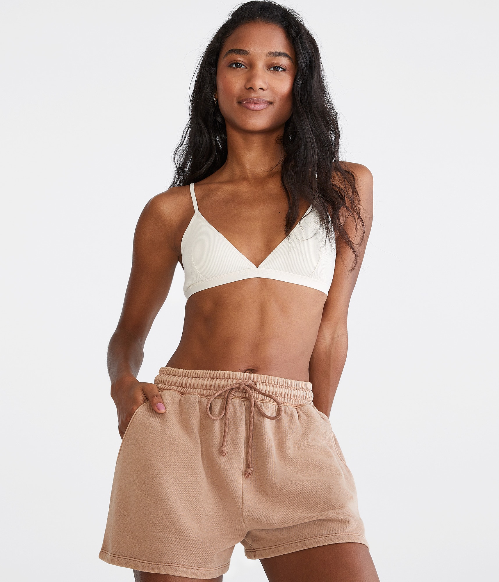 Ribbed Logo Triangle Bra