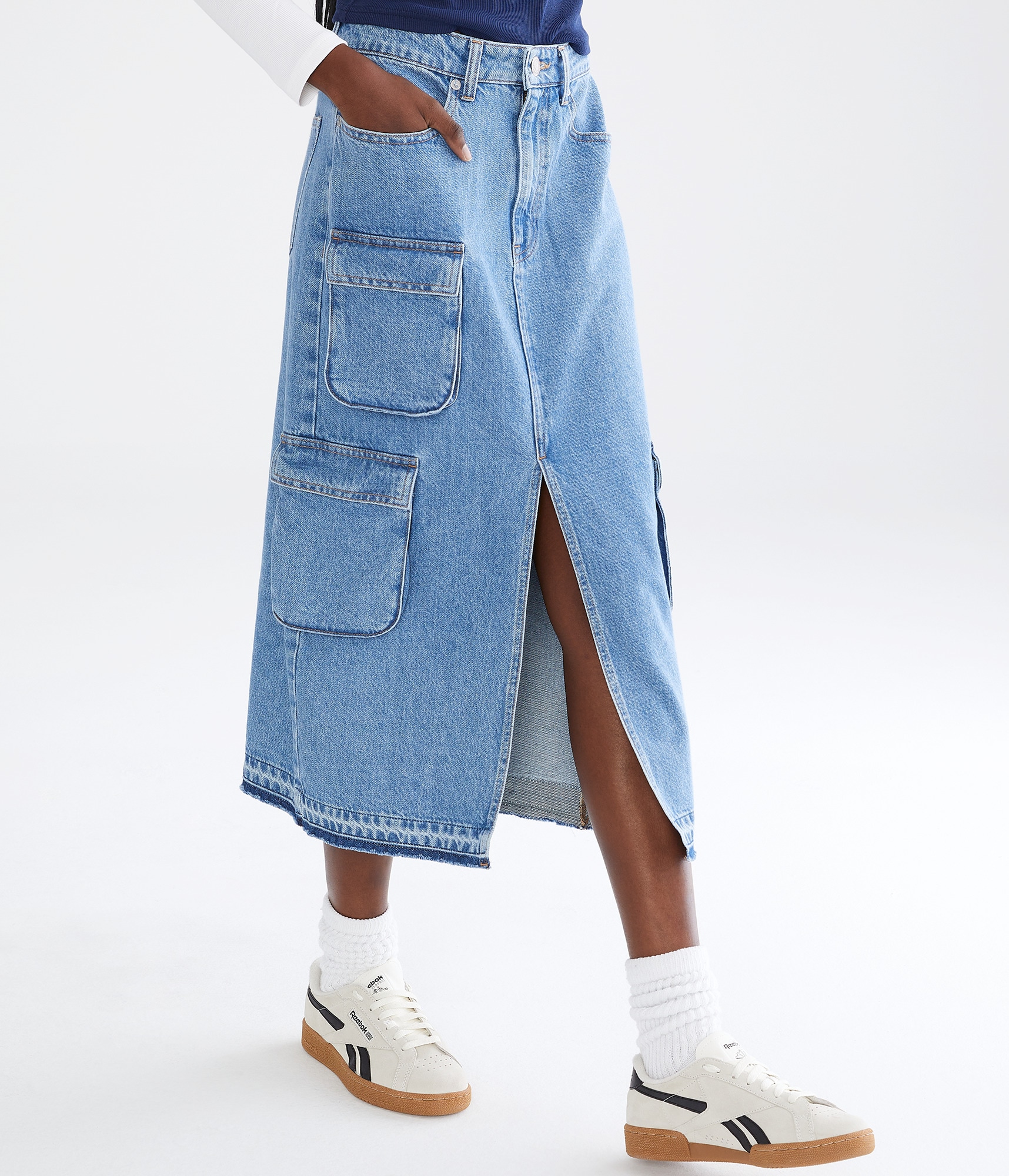 【BAON】Mecol Denim Cargo Long Skirt XL Amazon.com: Long Cargo Skirt for Women High Waist High Slit