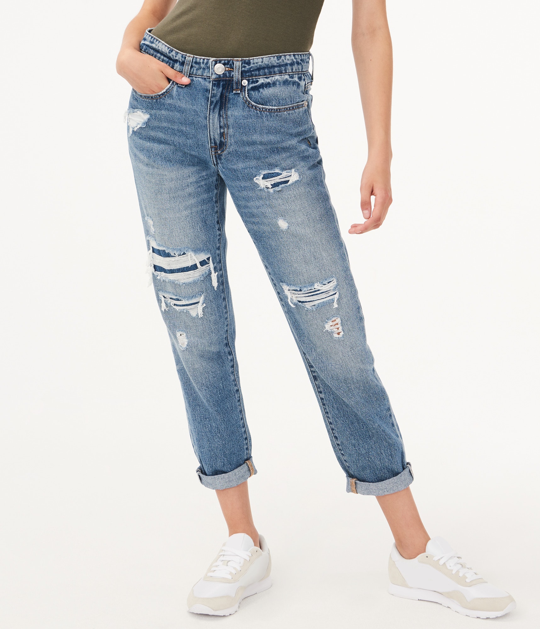 Real Denim Low-Rise Boyfriend Ankle Jean