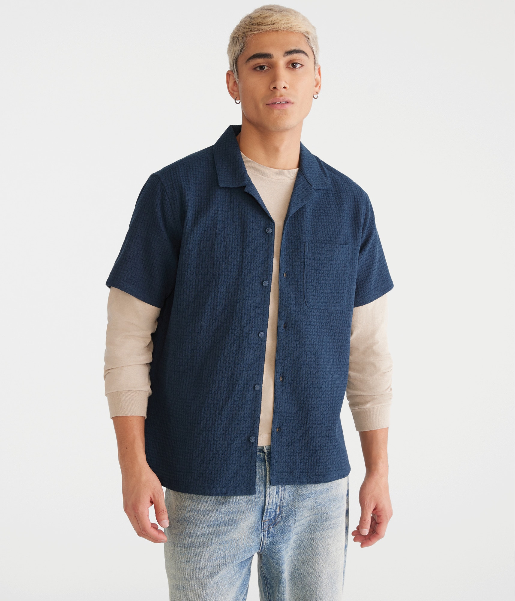 Short Sleeve Textured Shirt
