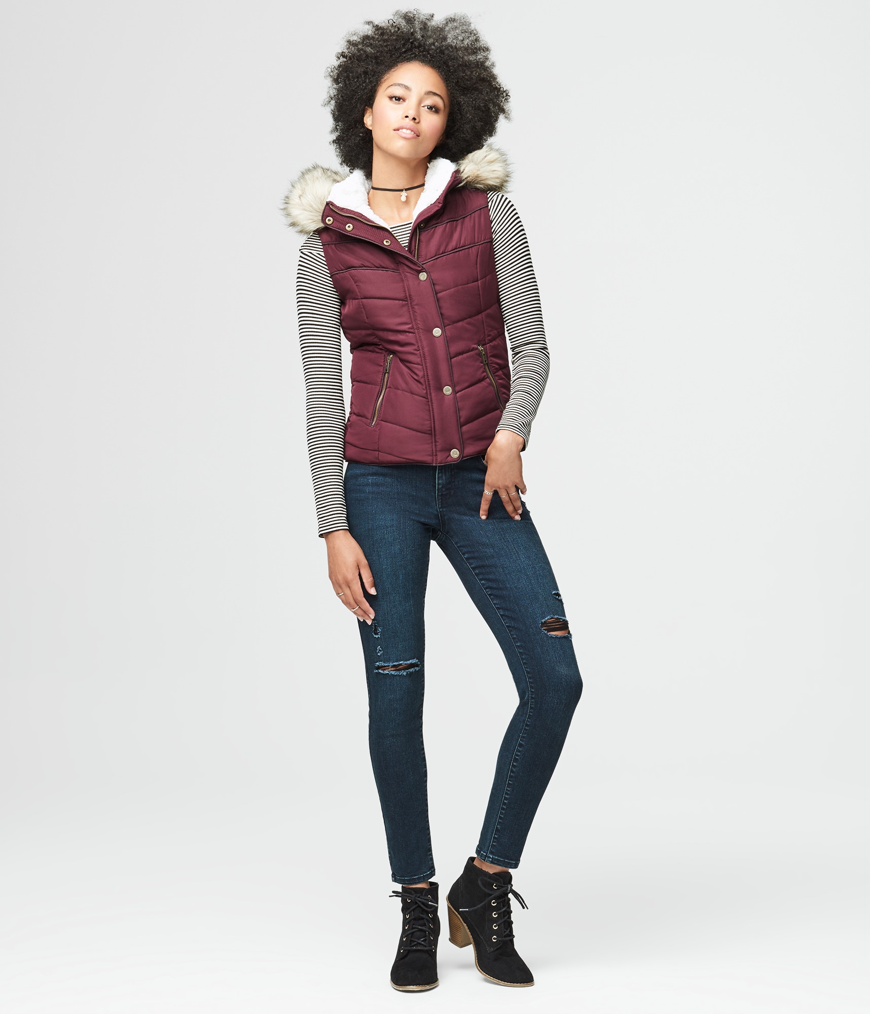 aeropostale womens hooded puffer vest eBay