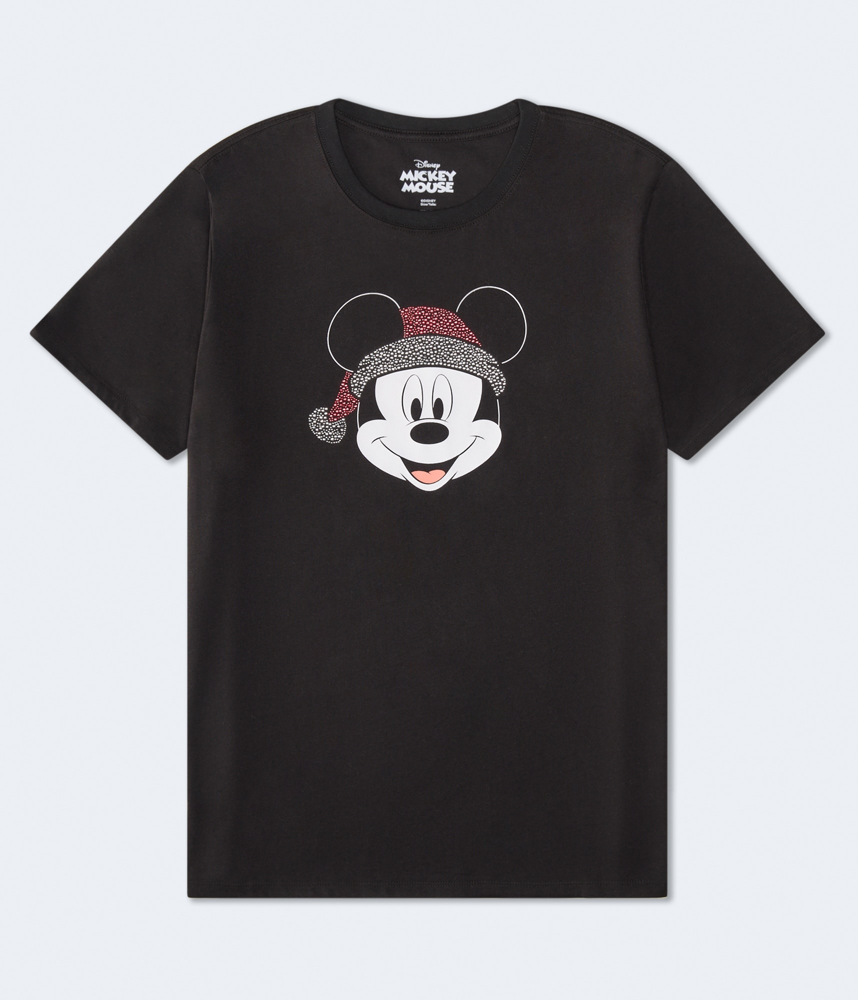 Santa Mickey Mouse Rhinestone Oversized Graphic Tee