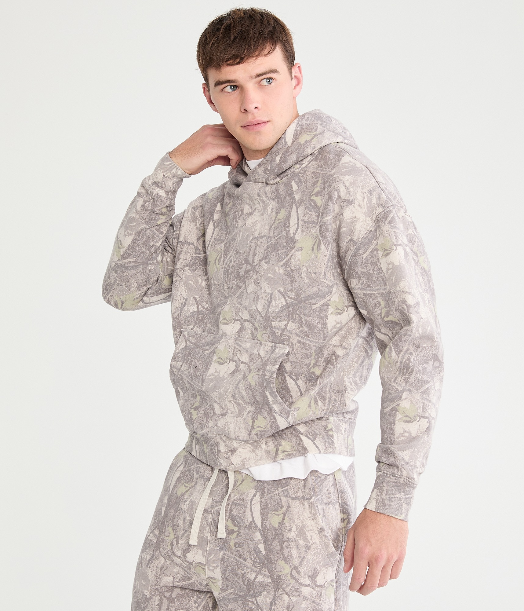 Cloud Soft Forest Camo Boxy Pullover Hoodie