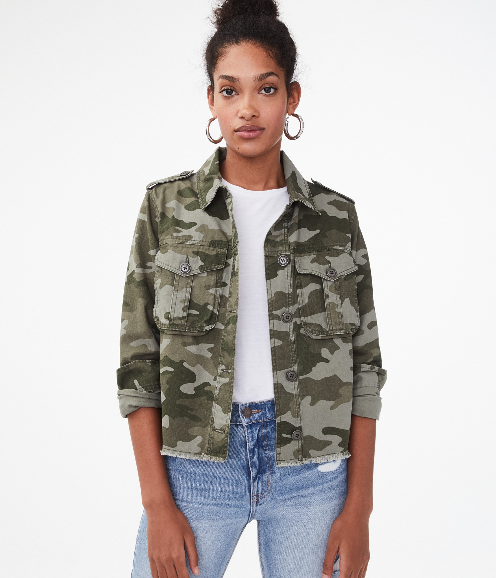 cropped army fatigue jacket