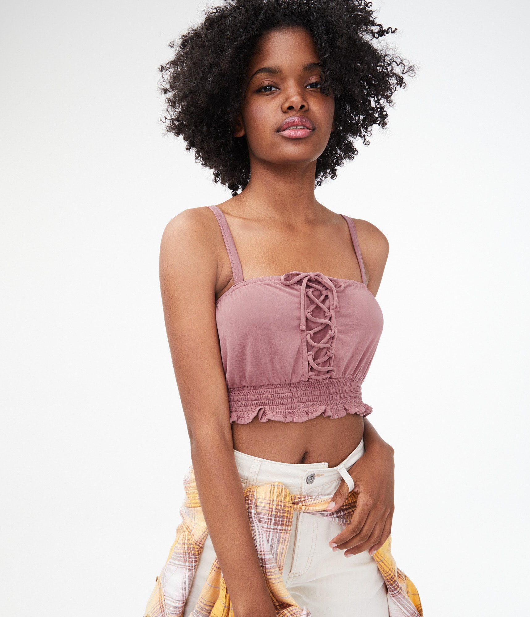 Seriously Soft Lace-Up Crop Tank