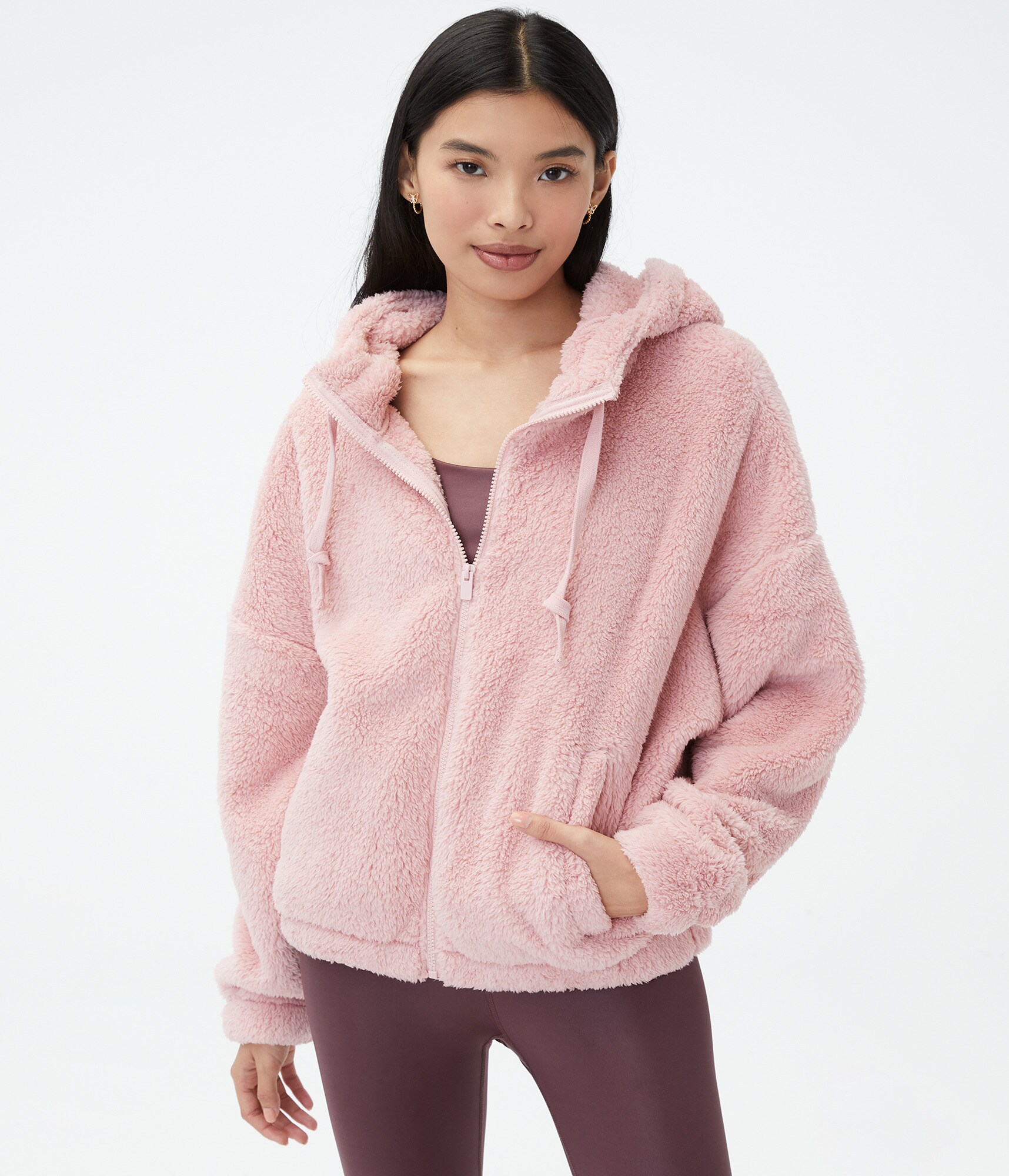 pink sherpa lined jacket