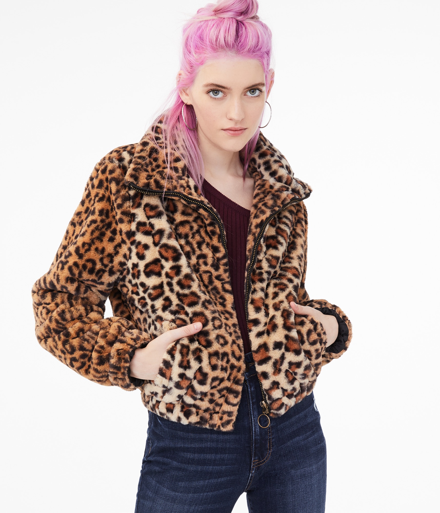 Leopard Faux Fur Chubby Jacket