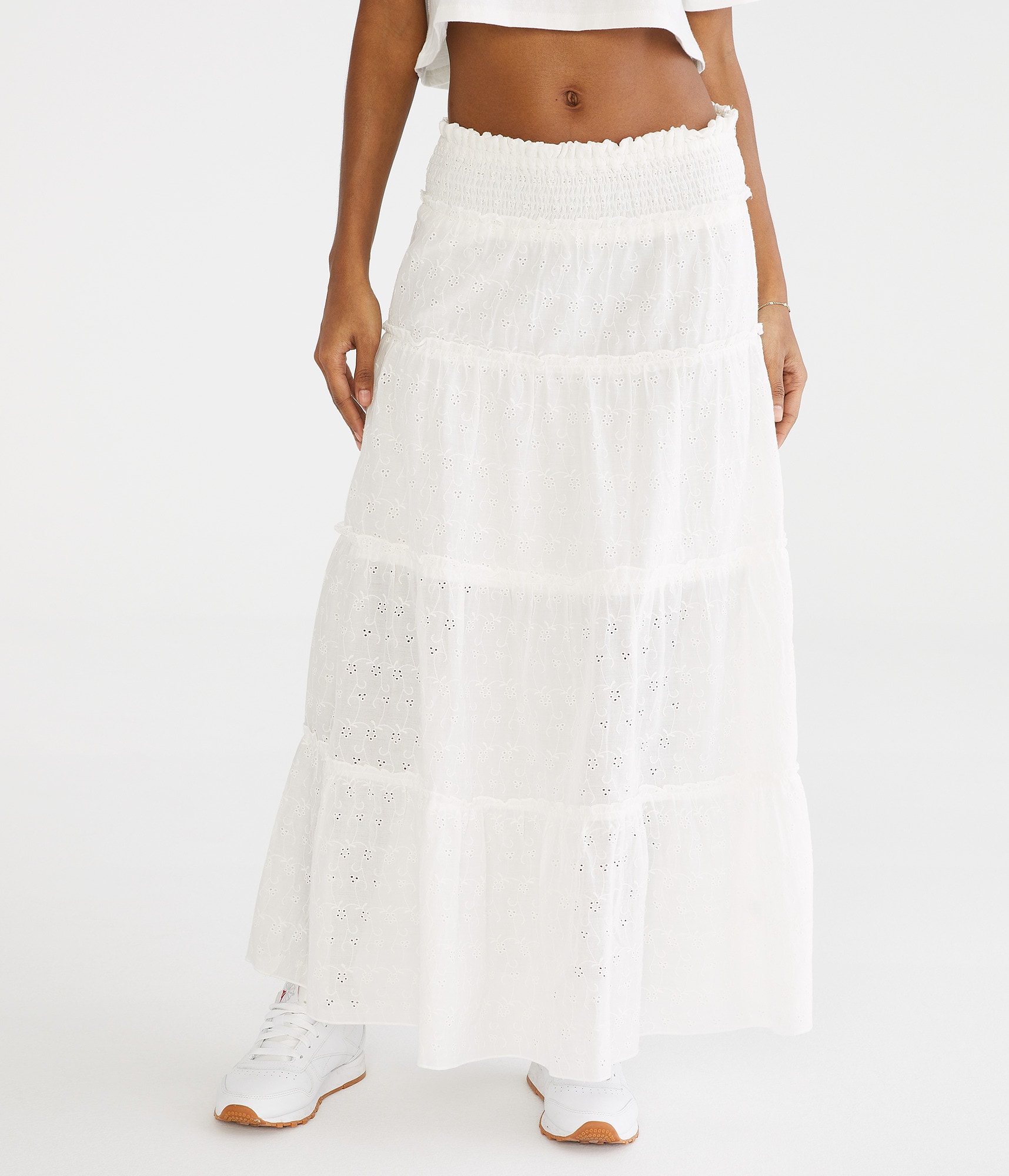 【U LAN】Canchu Eyelet Tiered Miniskirt Canchu Eyelet Tiered Miniskirt - ULAN | 60% - Asian Fashion