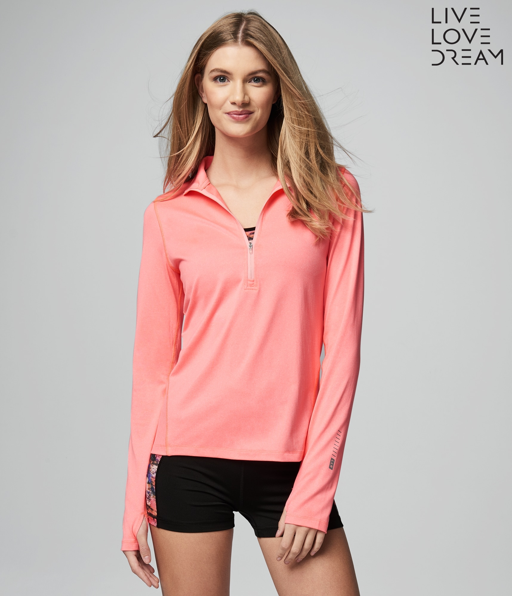 LLD Long Sleeve Live Love Run Half-Zip Top